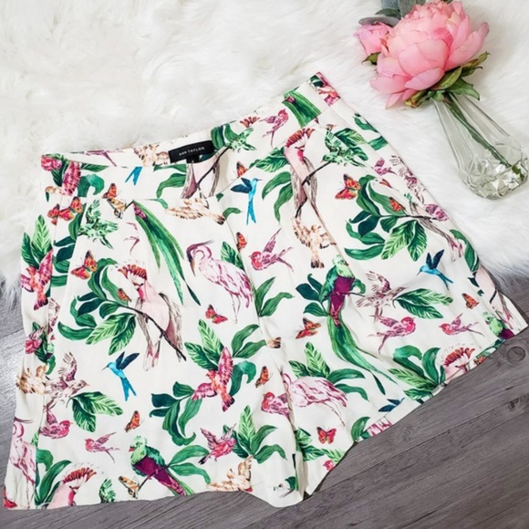 Ann Taylor Pants - Ann Taylor Bird Of Paradise Pleated Shorts